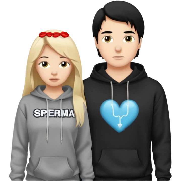 I want it to be this emote 🙍‍♂️
of a white guy with black hair and a black sweatshirt with the word "sperma" written in white in the middle. Behind him, there's a pretty blonde with long hair, pulling the string on the first person's hoodie. The girl is wearing a gray sweatshirt. emoji