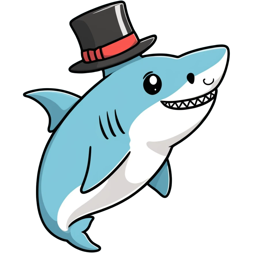 Shark with a top hat emoji