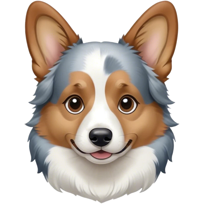 Blue Merle corgi whose face is mostly brown black and white emoji