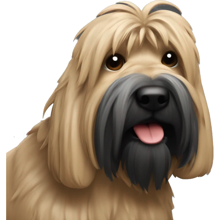 Briard couleur : noir avec un texte rouge en arc de cercle écrit "WAF WAF" police d'écriture : Verdana Bold emoji