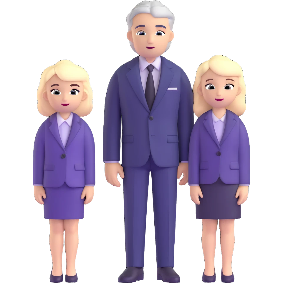 The Parr family from Incredibles in civilian clothes - Bob in business suit, Helen in casual clothes, Violet teen with black hair, Dash blonde boy, baby Jack-Jack emoji
