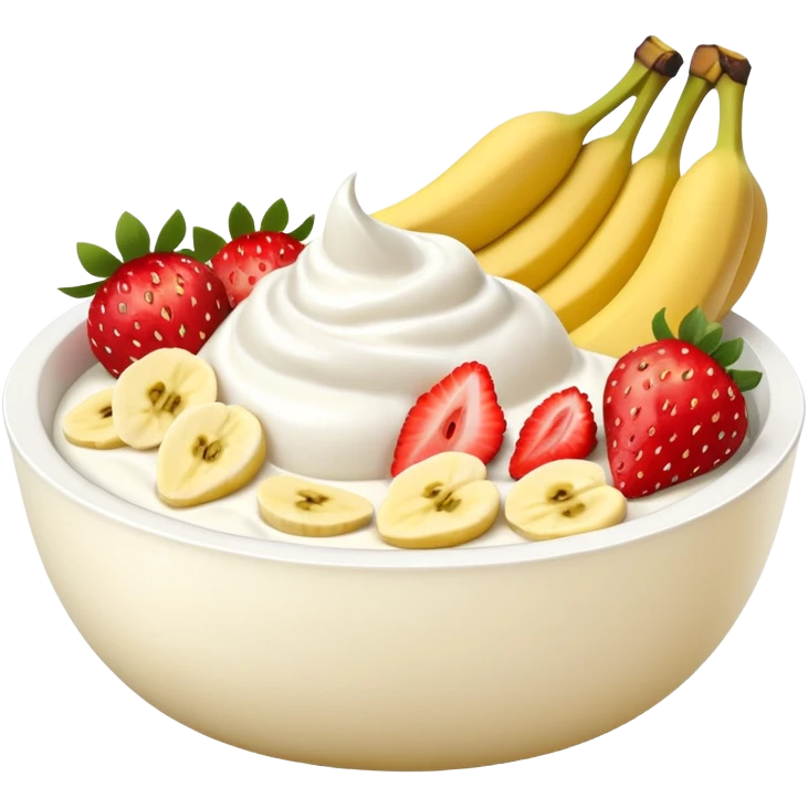 Yogurt bowl with strawberries and bananas emoji