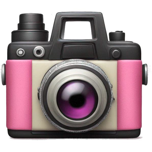 old fashioned camera with a pink bow around it emoji