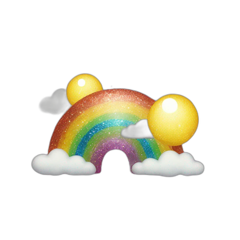 glitter rainbow with glitter clouds emoji