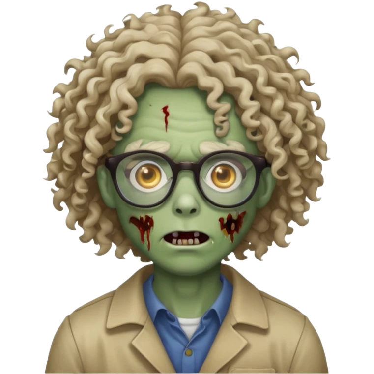 Um zombie com óculos e cabelo cacheado  emoji