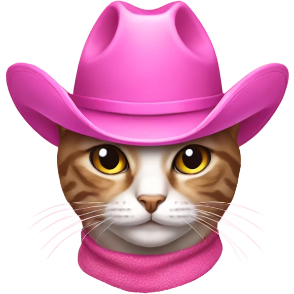cat wearing a pink cowboy hat emoji