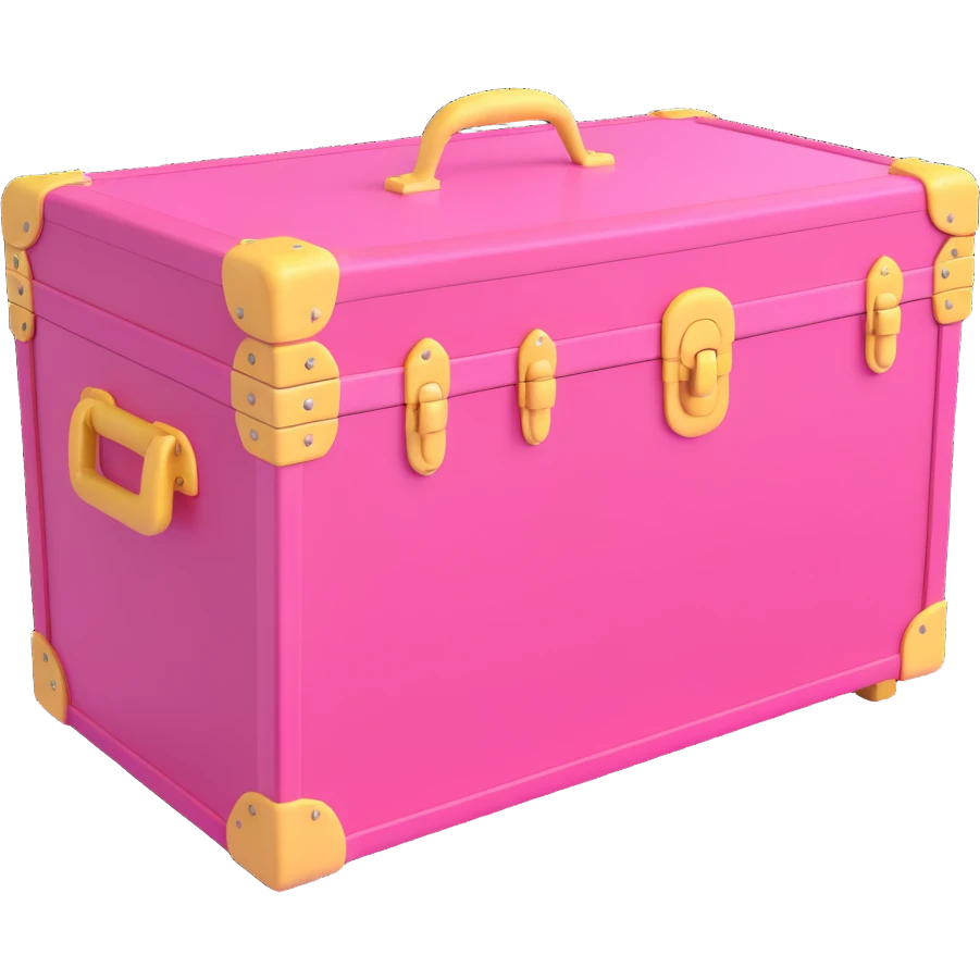 camp trunk with 3D effect, aesthetic pink color, soft lighting, modern look emoji