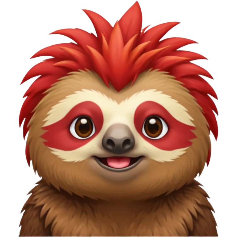 sloth with a red mohawk just the mohawk is red emoji