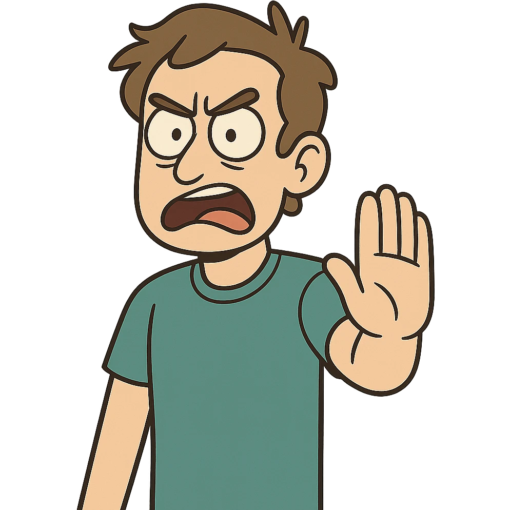 person making a 'stop' pose emoji