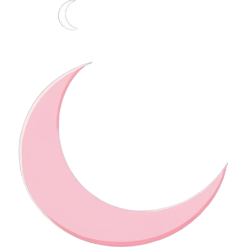 shiny pink crescent moon with sparkles emoji