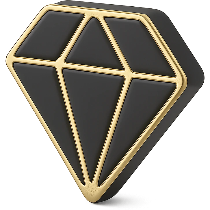 diamond with dramatic lighting, 3D black icon style emoji