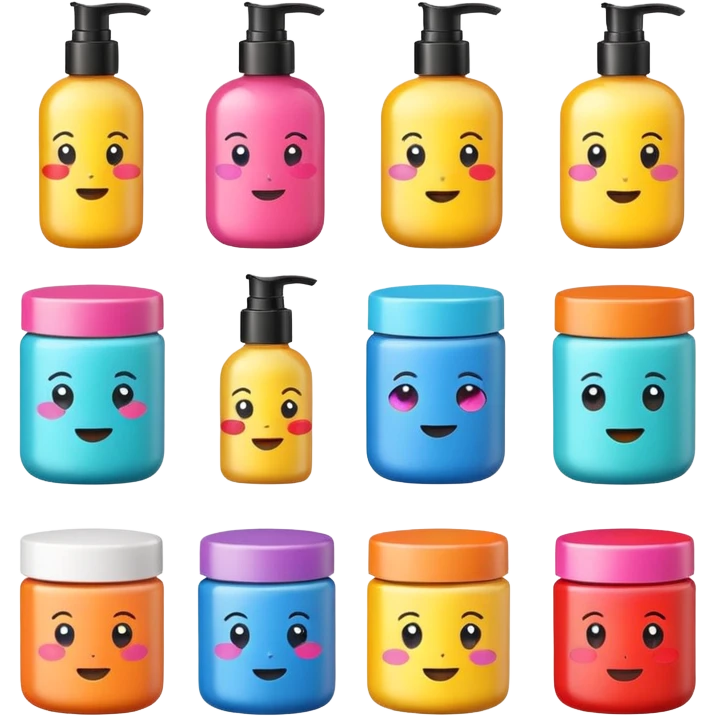 emoji of beauty products with brand labels emoji