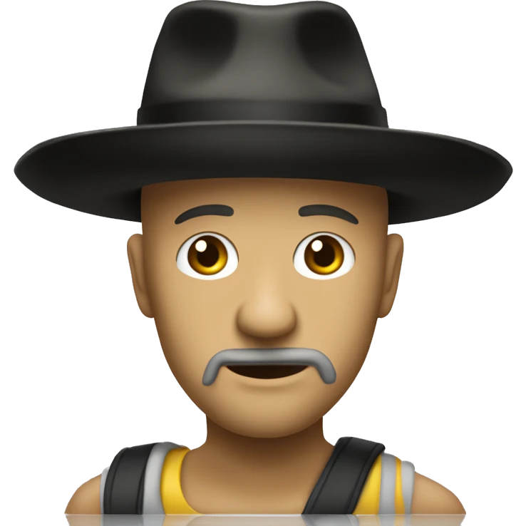 Créame a Residente Calle 13 con un sombrero negro de mago cuesta en su cabeza emoji