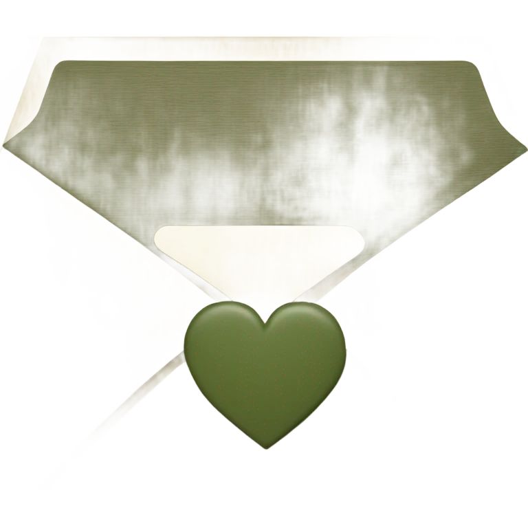white envelope with a dark khaki green heart emoji