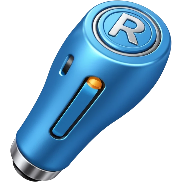 blue car gear shift stick with R for reverse highlighted emoji