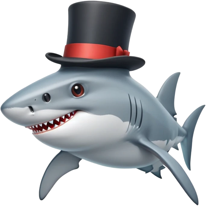 Shark with a top hat emoji