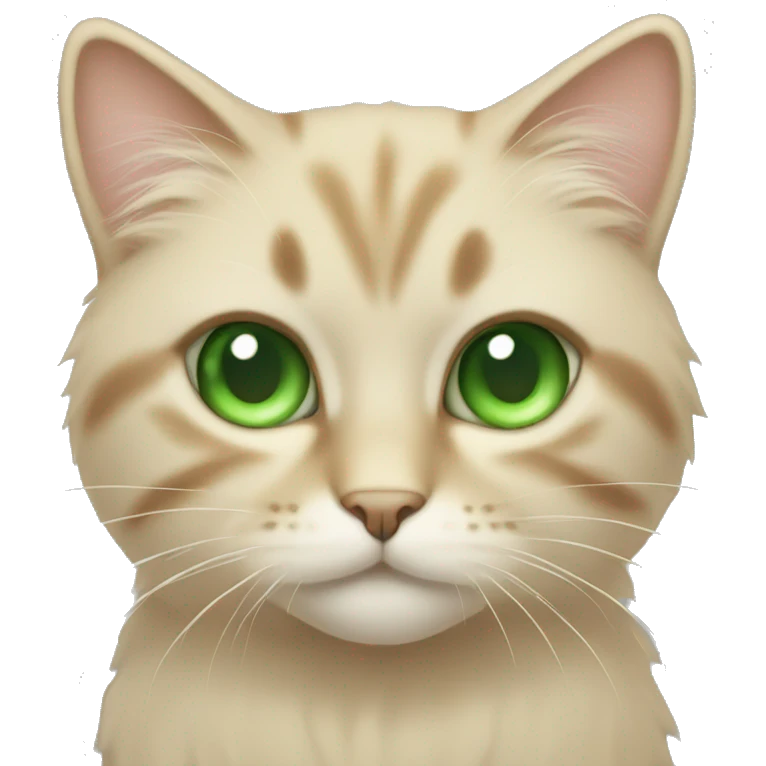 Beige cat with green eyes fluffy emoji