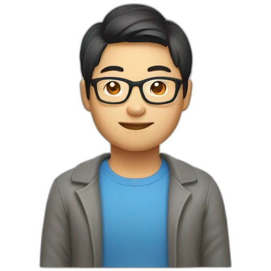 Apple style Asian developer with glasses emoji
