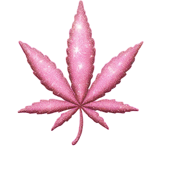 Pink pot leaf glitter  emoji