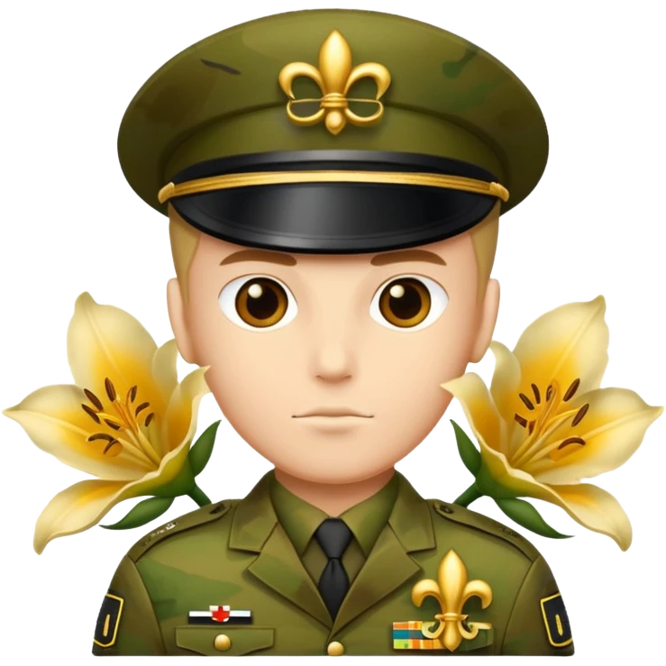 Special force male camuflaged with ohantom without backround only on uniform sign unit with golden lily sign emoji