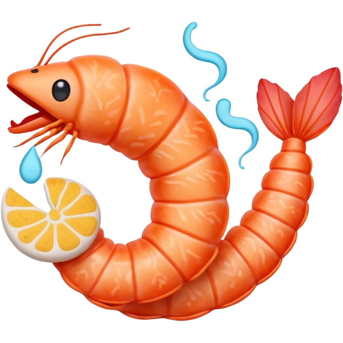surreal prawn cracker emoji with swirling patterns, odd dreamlike lighting emoji