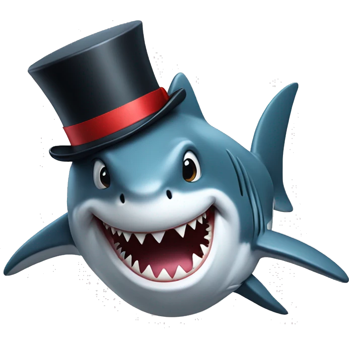 Shark with a top hat emoji
