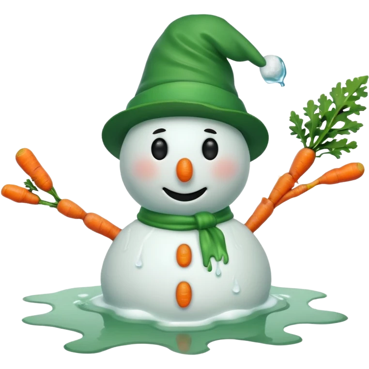melting snowman with green hat full body emoji