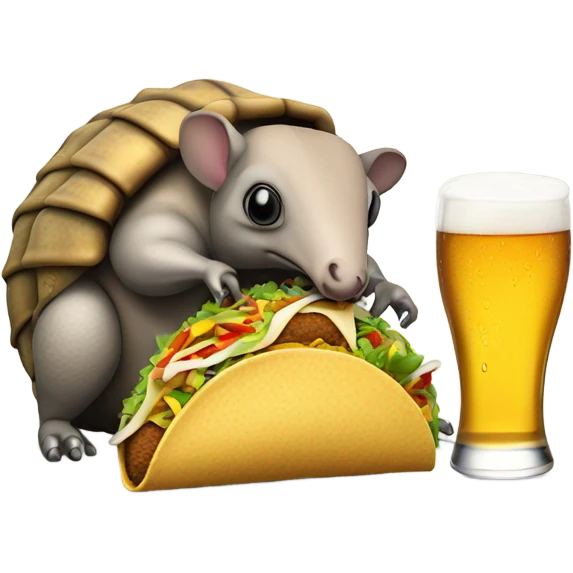 Armadillo eating a taco and drinking beer emoji