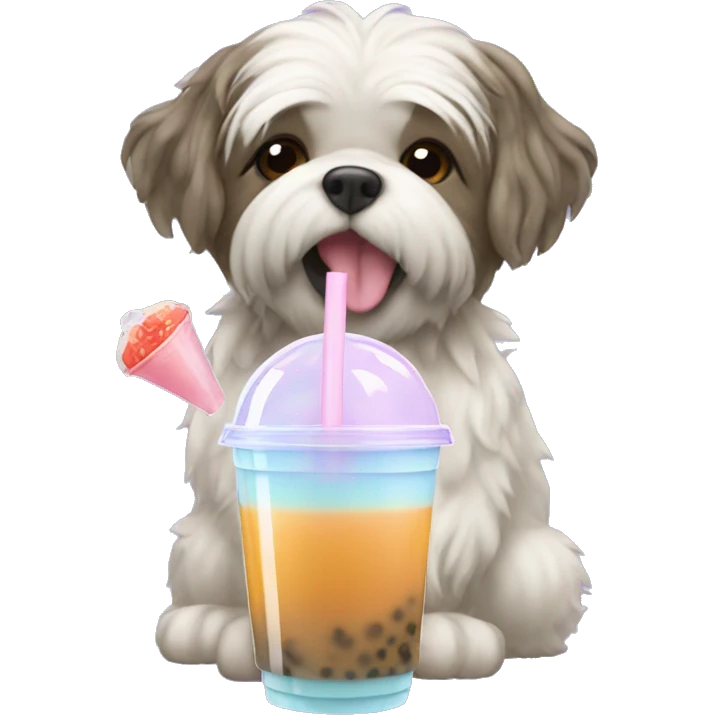 Shitzu drinking bubble tea emoji