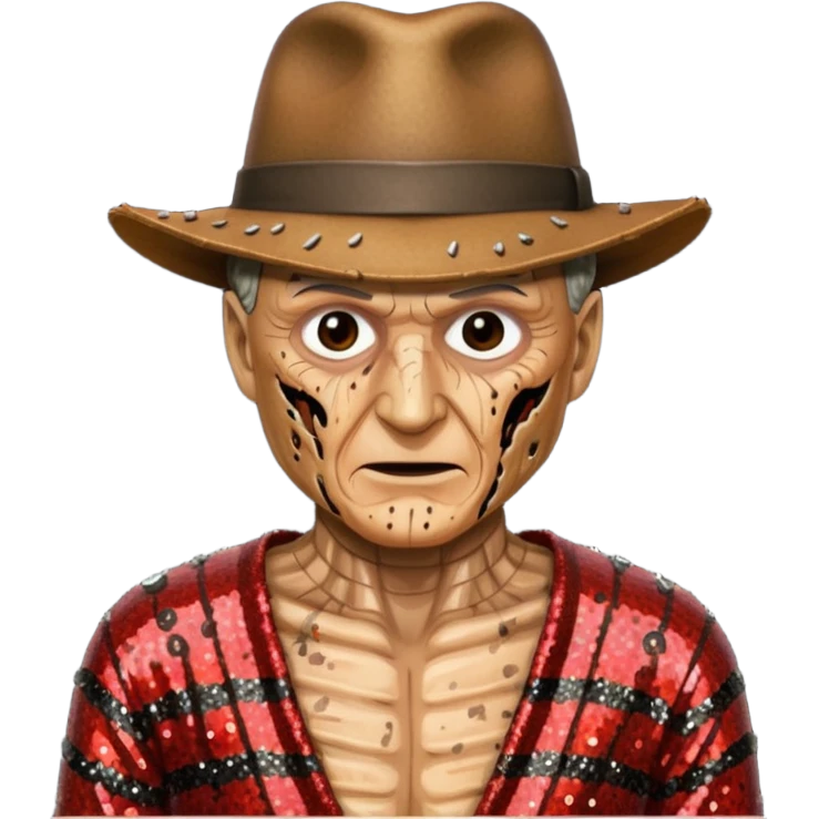 Freddy Krueger with tan burned skin, sequin outfit emoji