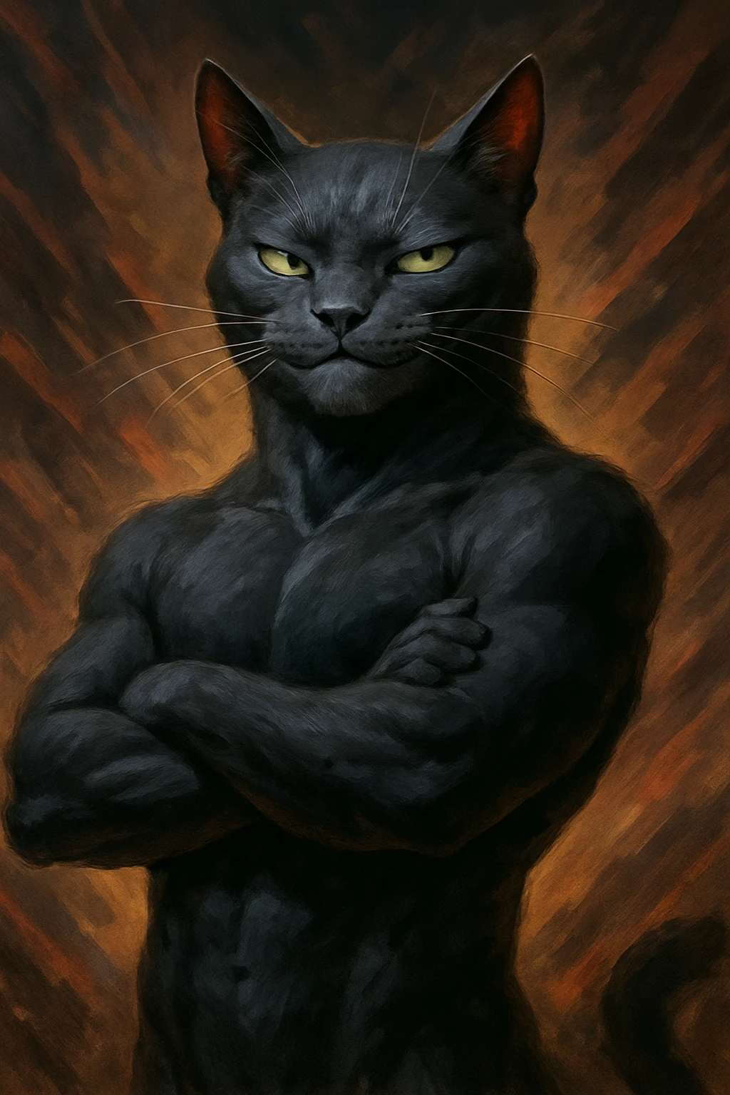 sigma cat, smirking, powerful pose emoji