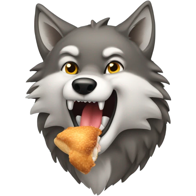 A wolf eating a chicken tender emoji