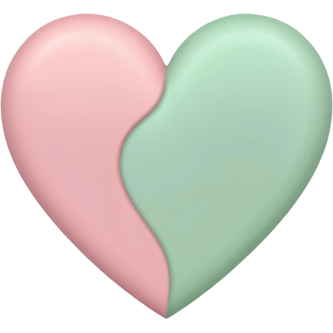 A half pastel green half pastel pink heart emoji