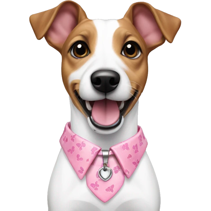 jack russel terrier dog with a pink butterfly pattern collar  emoji