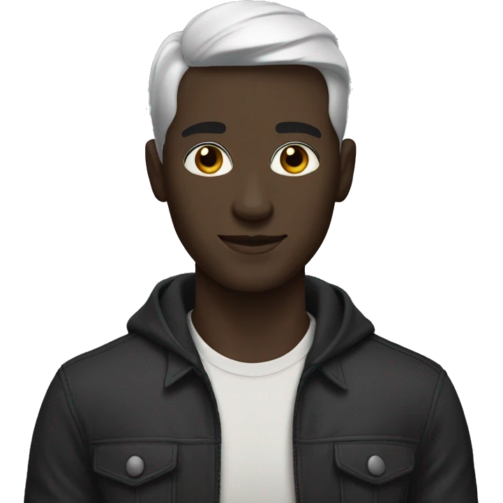 Homme, black veryshort hair, black skin emoji