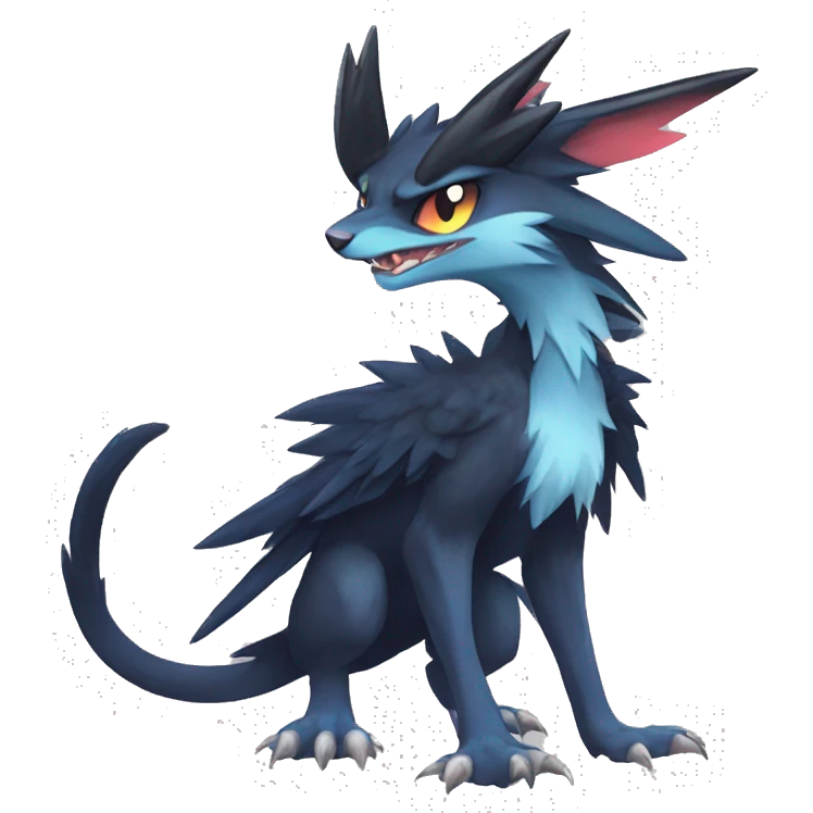 Edgy Cool Fluffy Nargacuga-Noivern-Pokémon-fusion-cat Full Body emoji