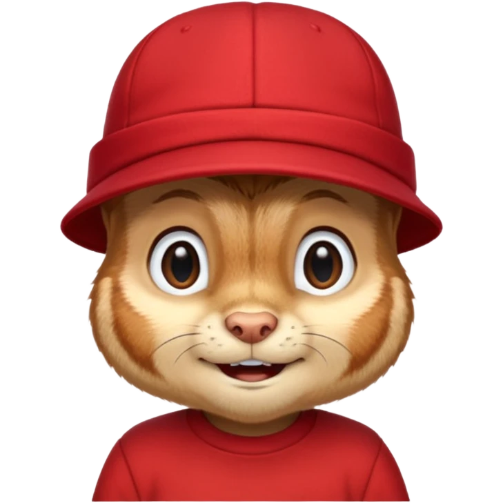 CHIPMUNK ALVIN FROM ALVIN AND THE CHIPMUNKS WITH RED SHIRT AND RED HAT VERY SKINNY AND MALNOURISHED. SKINNY THIN BODY CHIPMUNK HE HAS TO BE A CHIPMUNK emoji