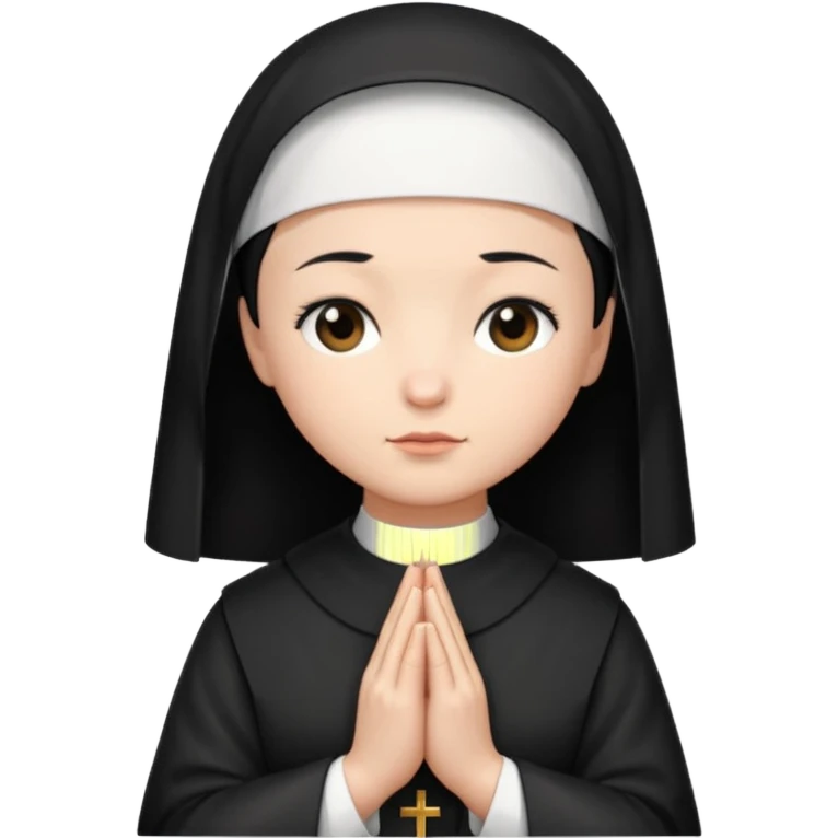 Monja de pelo negro corto rezando emoji