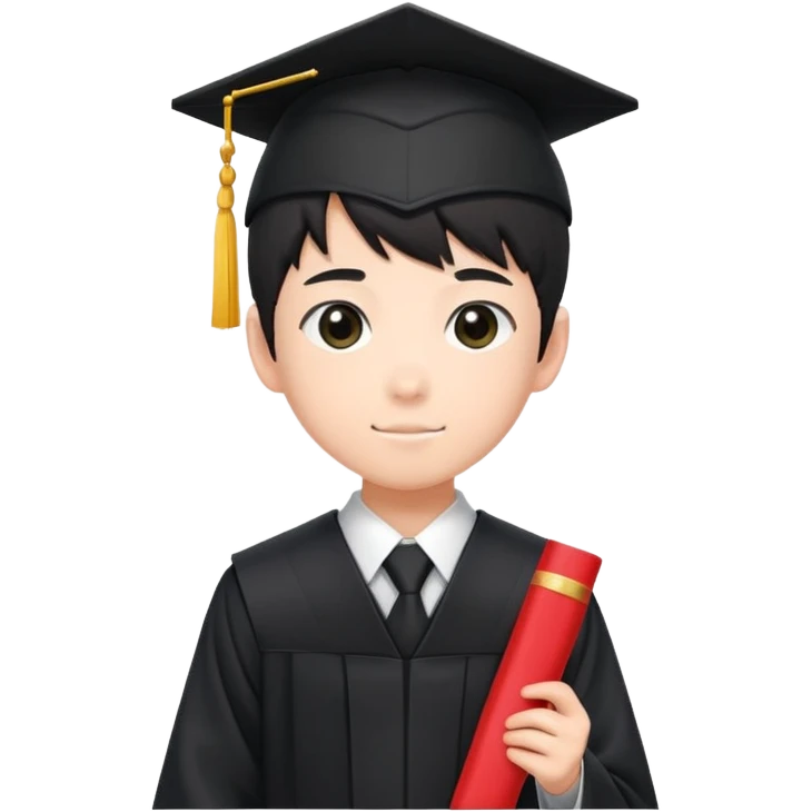 Japanese high school boy at graduation ceremony wearing gakuran uniform holding diploma emoji