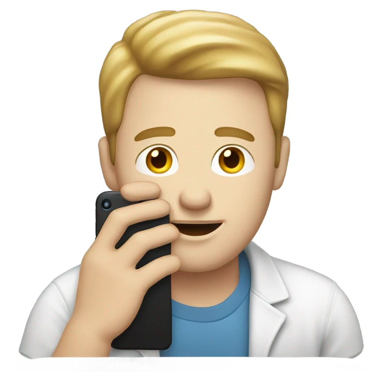 white skin man looking at his phone emoji
