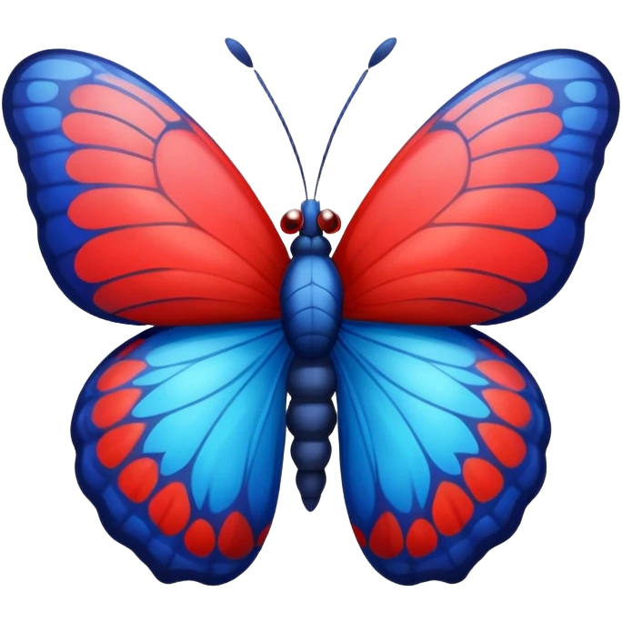 red-blue funny fat butterfly with small wings emoji