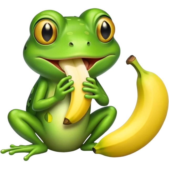 Frog eating banana emoji