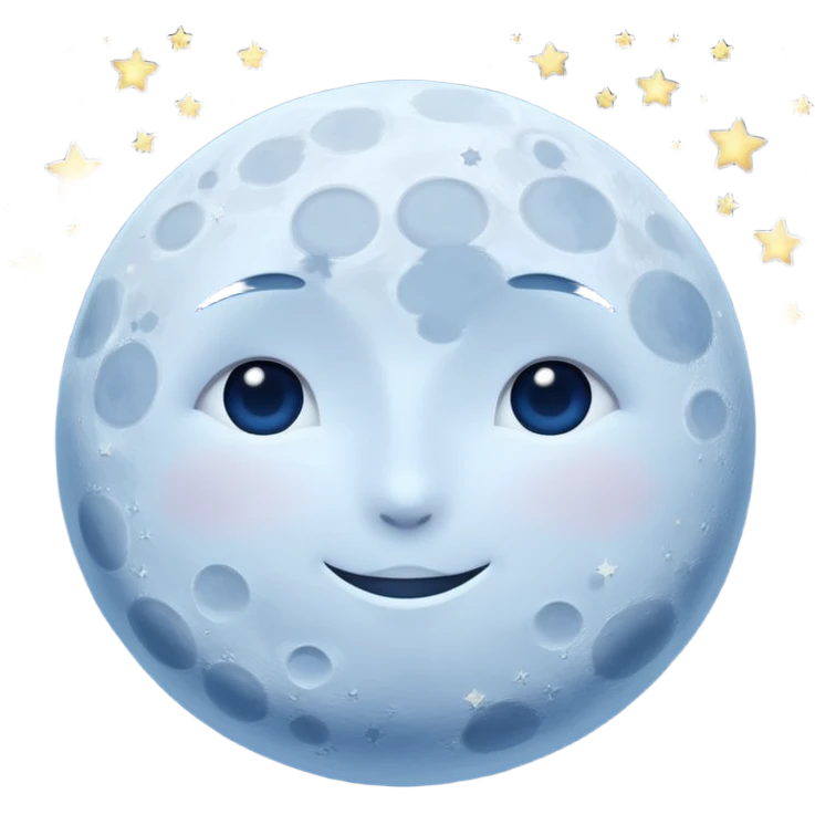"Peaceful moon in a starry night sky with soft glow, no people" emoji