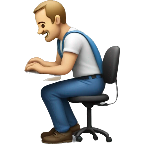 un homme qui travaille fort sur son ordinateur emoji