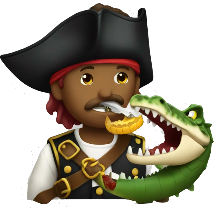 A pirate eating a crocodile  emoji