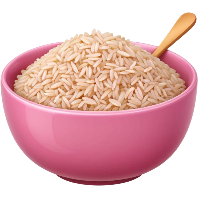 pink ceramic bowl of rice apple style emoji emoji