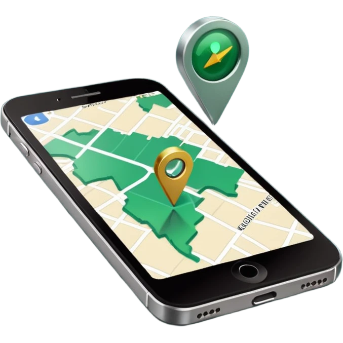 dark green geotag pointing to map on dark green iphone display emoji