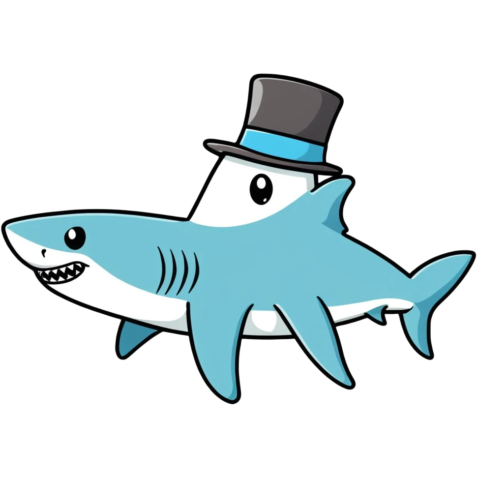 Shark with a top hat emoji
