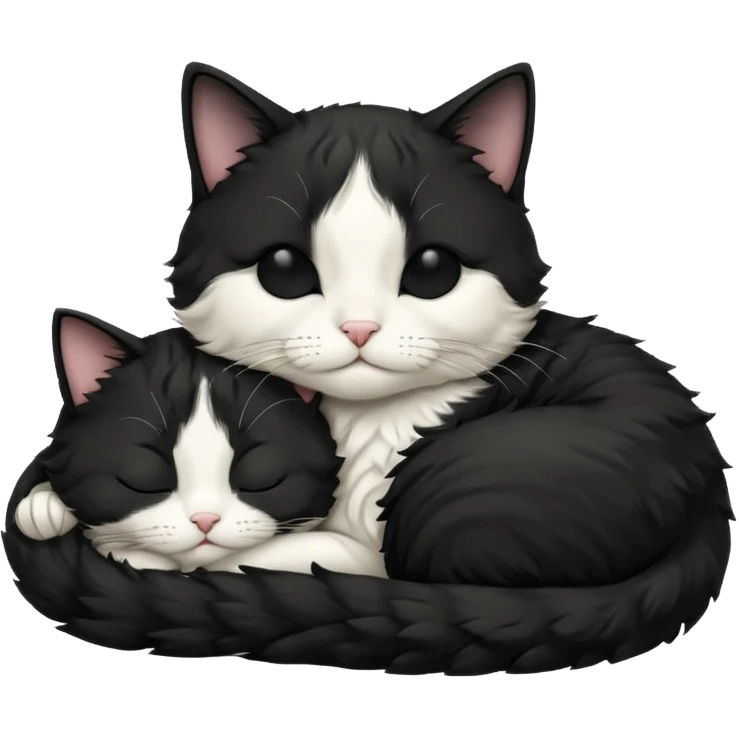 tuxedo cat sleeping emoji