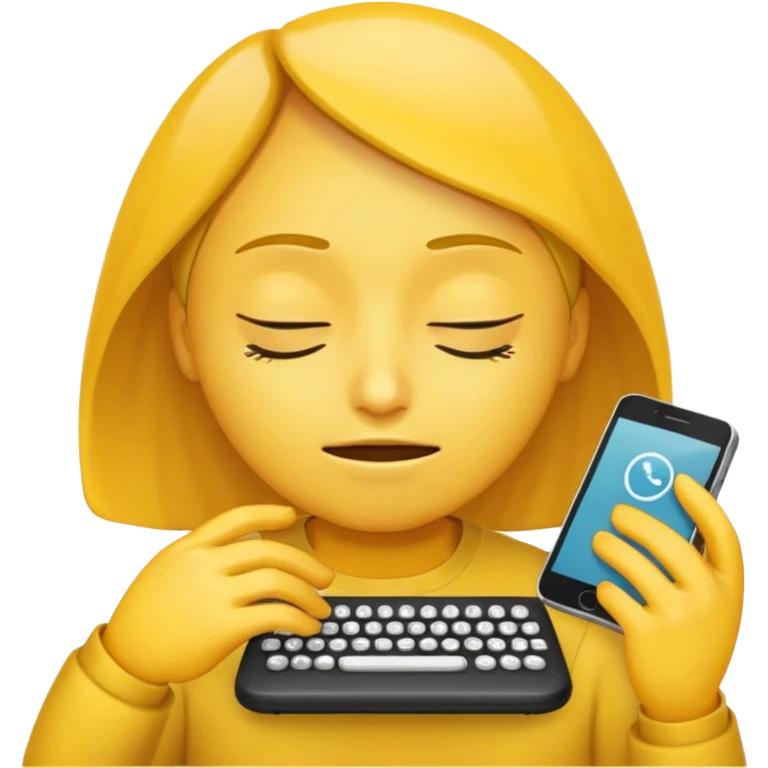 Yellow emoji circle face with phone keypad typing busy signal emoji